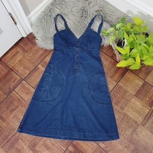 H&M EUROPE-Vintage European Cotton Dungaree Overall A Line Dress
